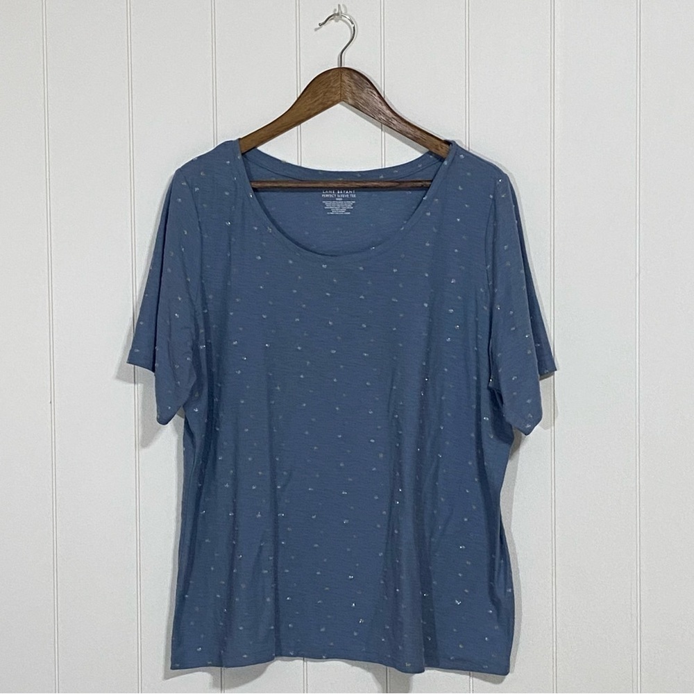 Lane Bryant Perfect Sleeve Metallic Swiss Dot Tee size 18/20